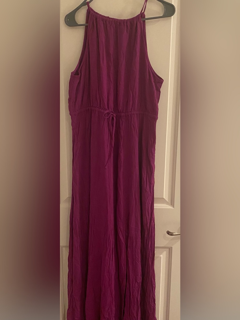 Bluivy Sleeveless Drawstring Maxi Dress in Plum, size L